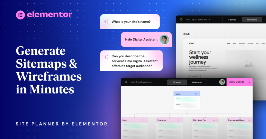 AI site planner Blog Cover Introducing Elementor’s AI Site Planner: Plan, Customize & Launch your website faster than ever before 1